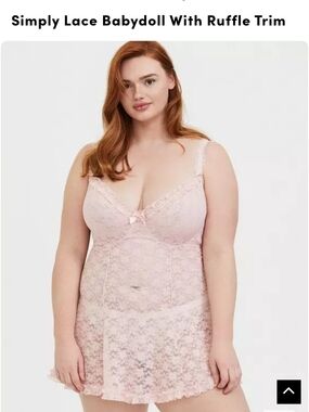 torrid Pink Lace Babydoll Chemise with Ruffle Trim
